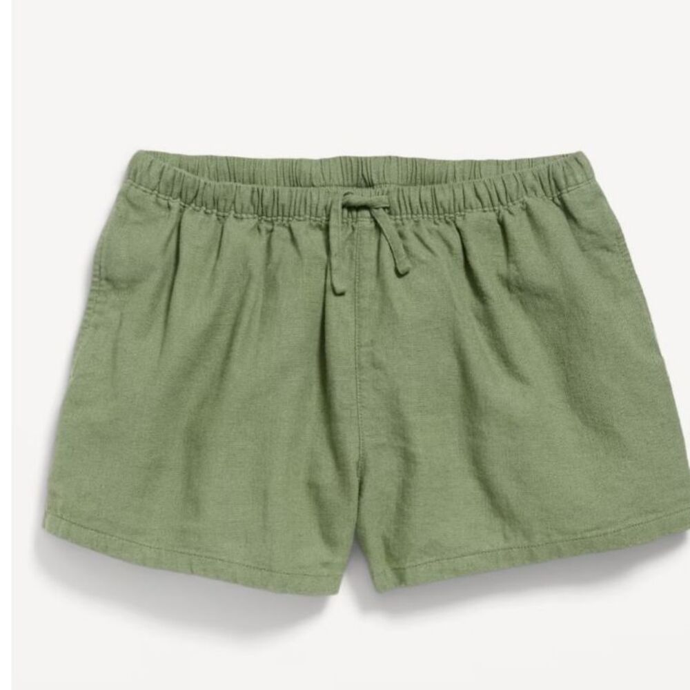 NWT Old Navy Linen Blend Drawstring Shorts- Girls 8 – Olive